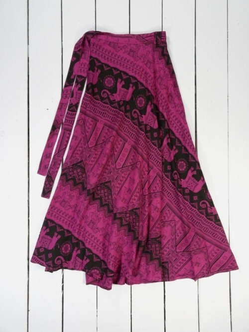 Elephant Print Long Wrap Skirt by Gringo image 0