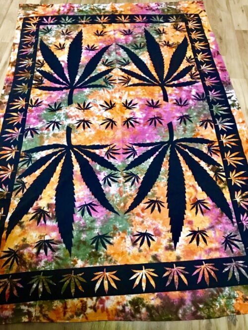 Tie Dye Ganja Leaf Singe Size Bedcover-Wallhanging by Namaste image 0