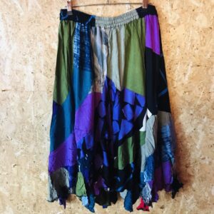 Assorted Rayon Bali Mid Length Patchwork Skirt image 1