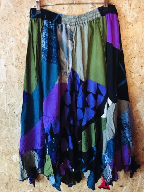 Assorted Rayon Bali Mid Length Patchwork Skirt image 1
