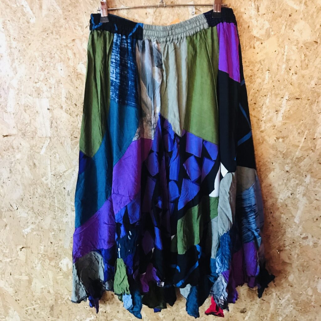 Assorted Rayon Bali Mid Length Patchwork Skirt image 1
