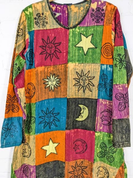 Cotton Rib Patchwork Tunic-Dress with Appliqué by Gringo image 2