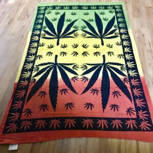 Rasta Colours Ganja Leaf Double Size Bedcover-Wallhanging by Namaste image 0