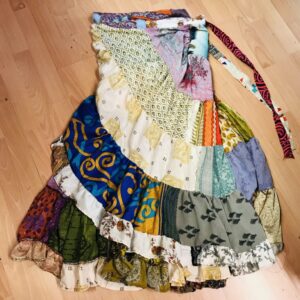 Nepalese Sari Tiered Flamenco Style Wrap Skirt image 3