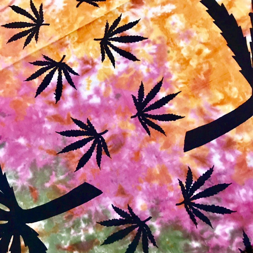 Tie Dye Ganja Leaf Double Bedcover-Wallhanging by Namaste image 2