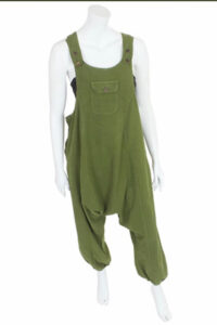 Kaki Green Cotton Plain Dungarees image 0