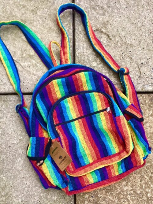 Gheri Cotton Rainbow Stripe Backpack by Namaste image 0
