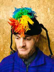 100% Wool Fleece Lined Rainbow Mohawk Hat image 0