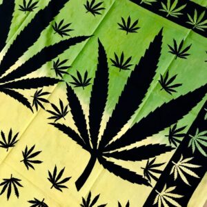 Rasta Colours Ganj Leaf Single Size Bedcover-Wallhanging by Namaste image 1