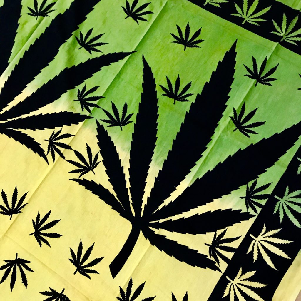 Rasta Colours Ganj Leaf Single Size Bedcover-Wallhanging by Namaste image 1