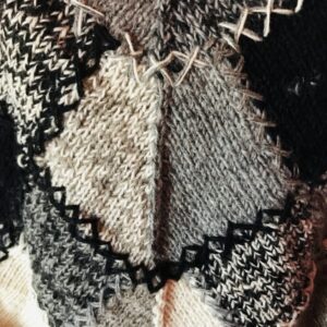 100% Wool Grey Multi Patchwork Poncho by Gringo image 3