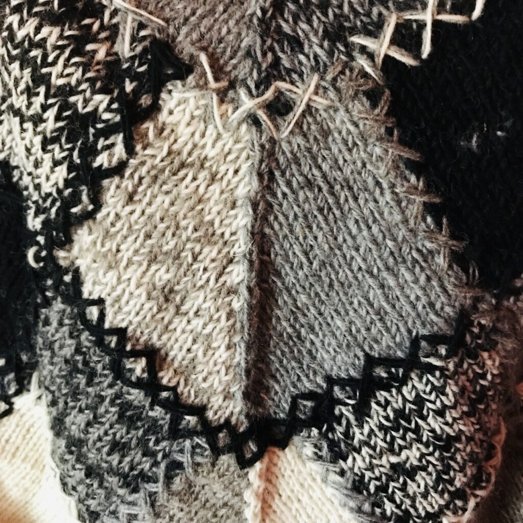 100% Wool Grey Multi Patchwork Poncho by Gringo image 3