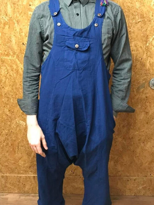 Navy Cotton Plain Harem Dungarees image 0
