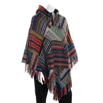 Nepalese Cotton Gheri V Shaped Patchwork Poncho image 4