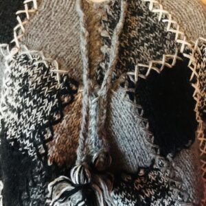 100% Wool Grey Multi Patchwork Poncho by Gringo image 1