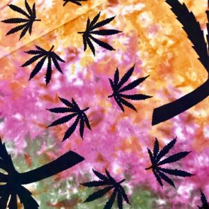 Tie Dye Ganja Leaf Singe Size Bedcover-Wallhanging by Namaste image 2