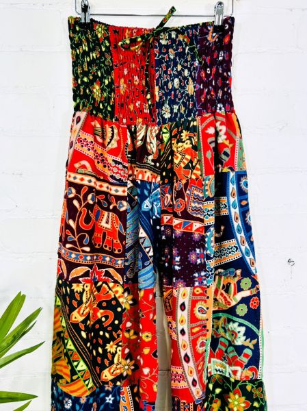 Cotton Aladdin Style Patchwork Elephant Print Pants by Gringo image 1