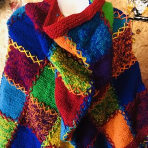 100% Wool Rainbow 🌈 Patchwork Poncho by Gringo image 3