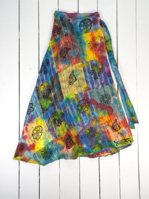 Tie dye patchwork wrap skirt by Gringo image 0