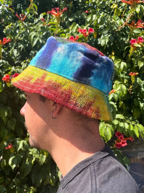 Patched Hemp-Cotton Boho Bucket Hat - Tiedye
