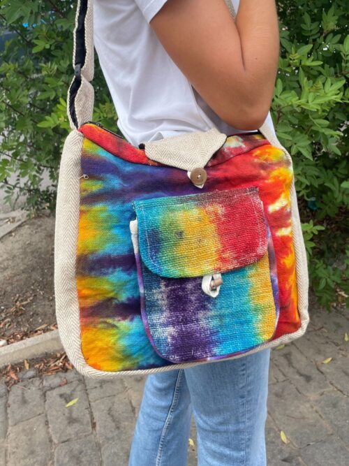 Hemp Shoulder Bag Tie Dye with Front Pocket