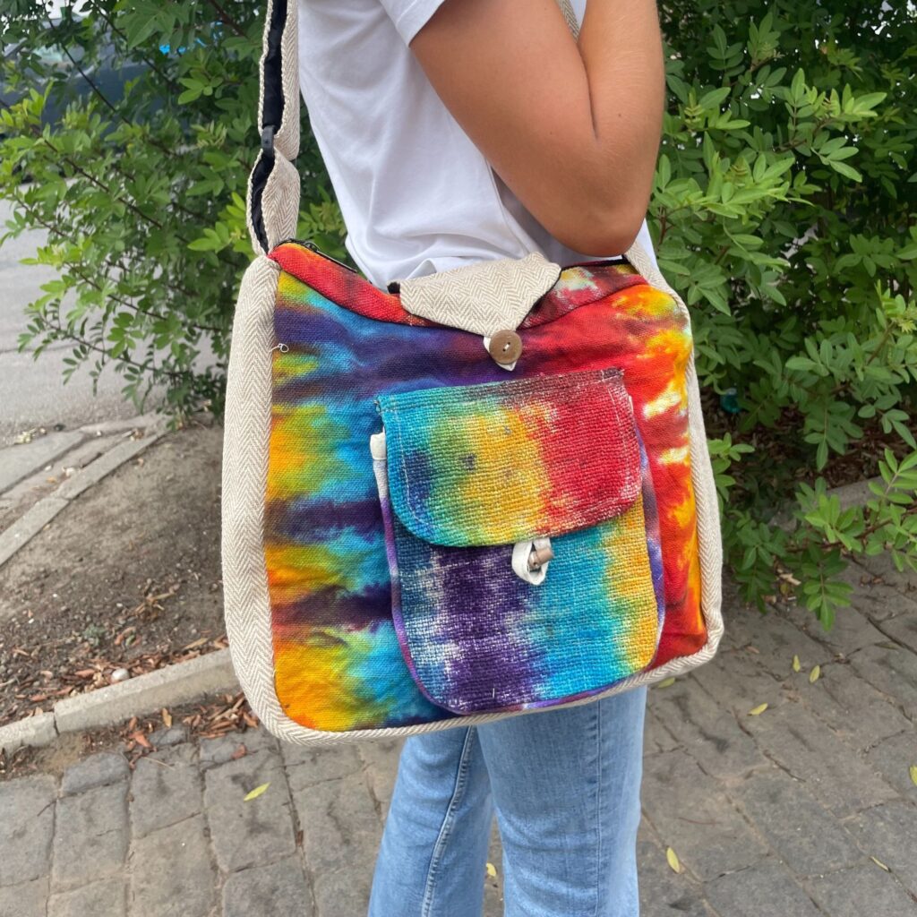 Hemp Shoulder Bag Tie Dye with Front Pocket