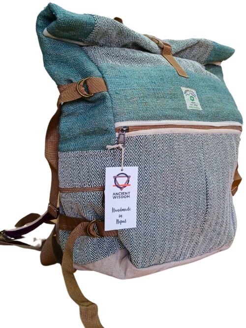 Hemp Trekking Roll Top Backpack - Sage