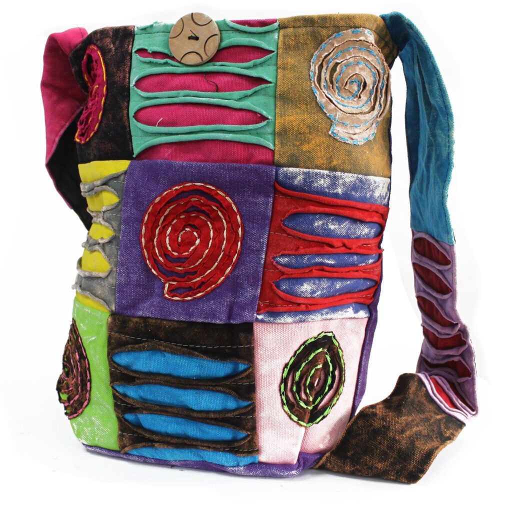 Cotton Shoulder Bag Spiral Detailing