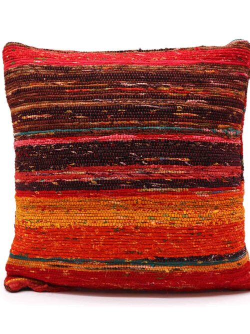 40x40cms Rag Rug Cushion Covers - Rich Reds