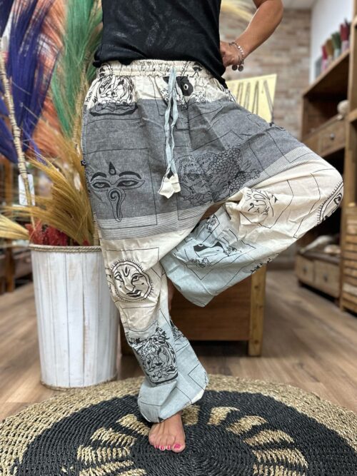Aladdin Style Pants Himalayan Print on Grey