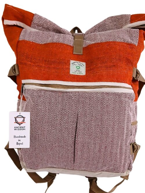 Hemp Trekking Roll Top Backpack - Sunset Orange