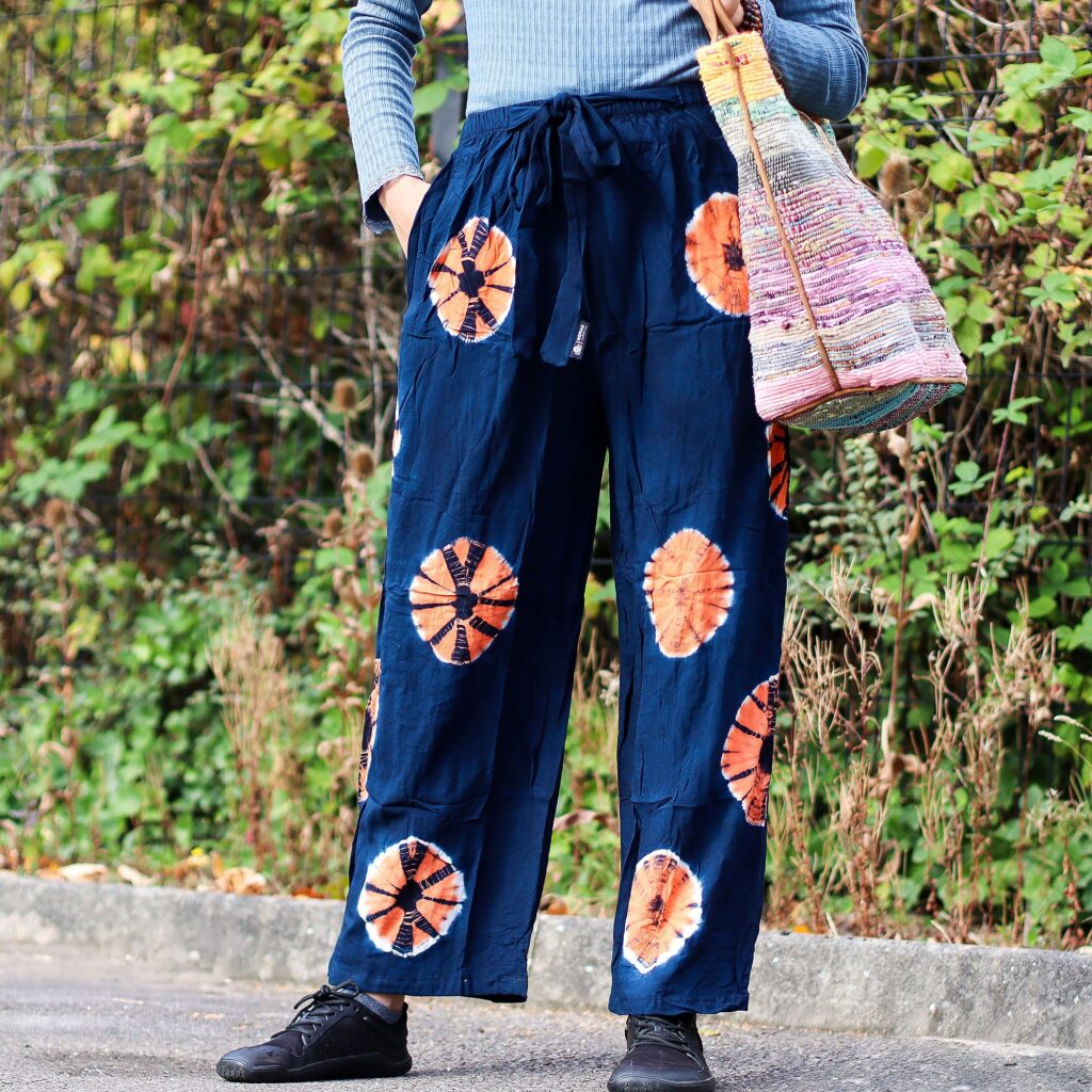 Japanese Style Lounge Pants - Blue-Orange - M