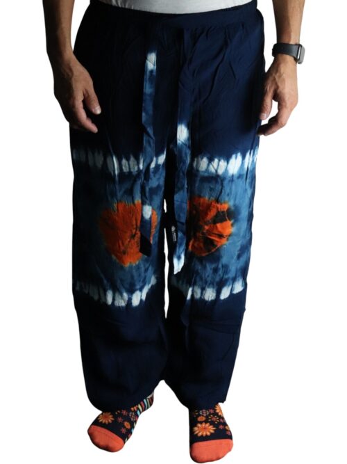 Japanese Style Lounge Pants - Teal & Orange - M