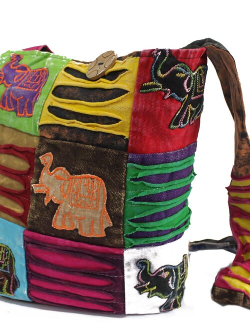 Cotton Shoulder Bag Elephant Detailing