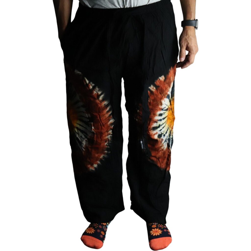 Japanese Style Lounge Pants - Black Chocolate-Orange - M