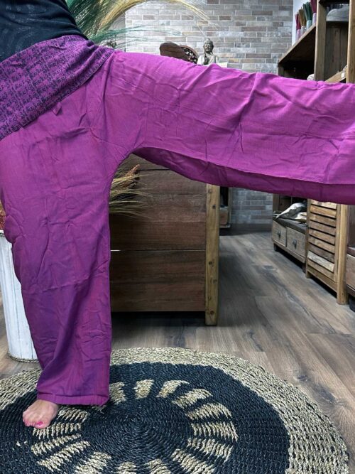 Thai Fisherman Pants Mandala Mantra on Purple