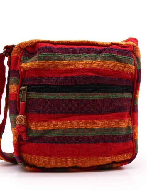 Nepalese Square Shoulder Bag Sunset Reds