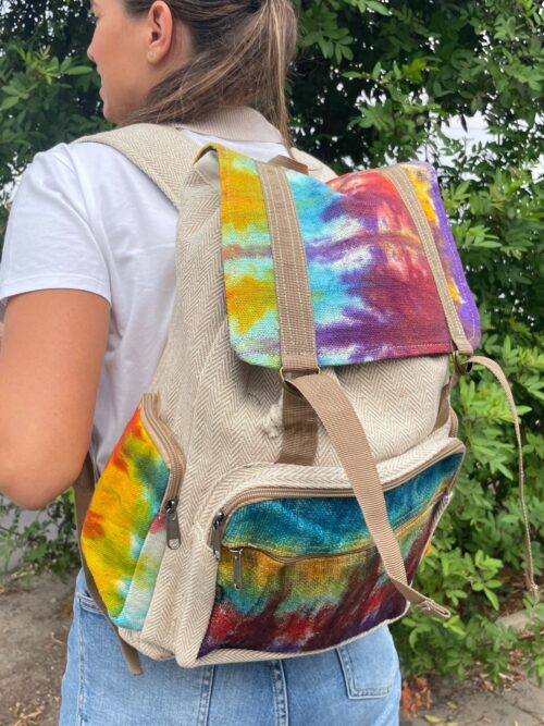 Tiedye Hemp Large Square Backpack