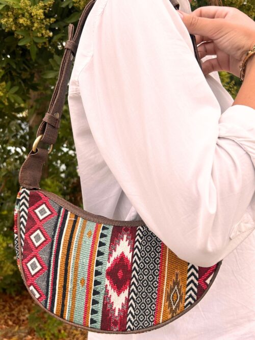 Jacquard Hobo Bag - Rich Browns (brown strap)