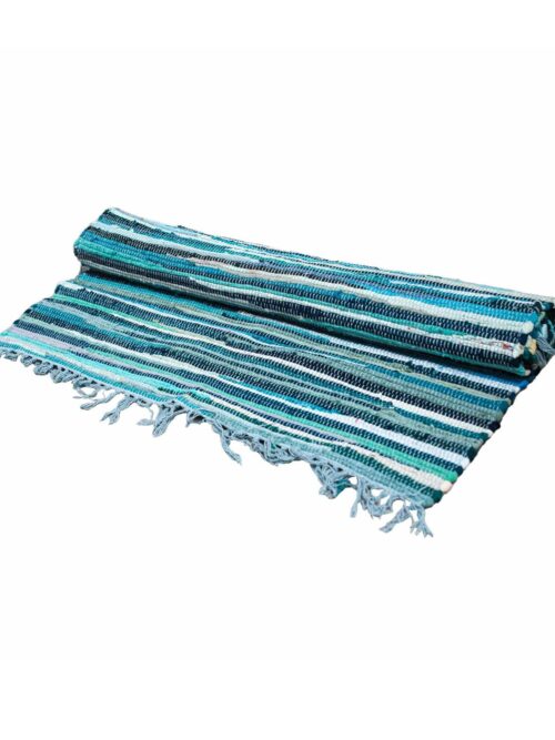 Small Rag Rug - 50x90cm - premium quality - Aqua Blues