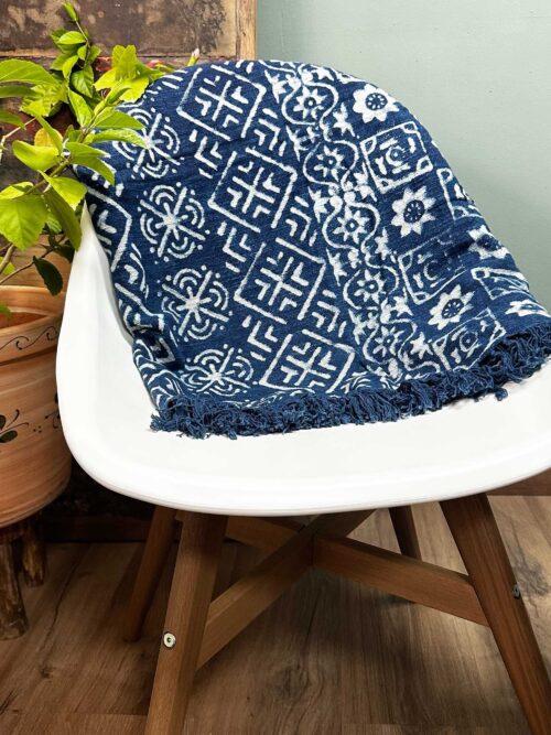 Handmade Indigo Throw - 170x120cm - Desi Stripes