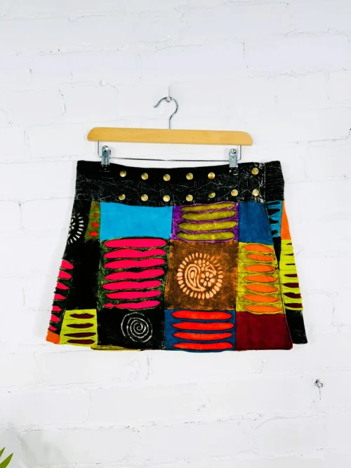 Patchwork Popper Wrap Short Skirt by Gringo